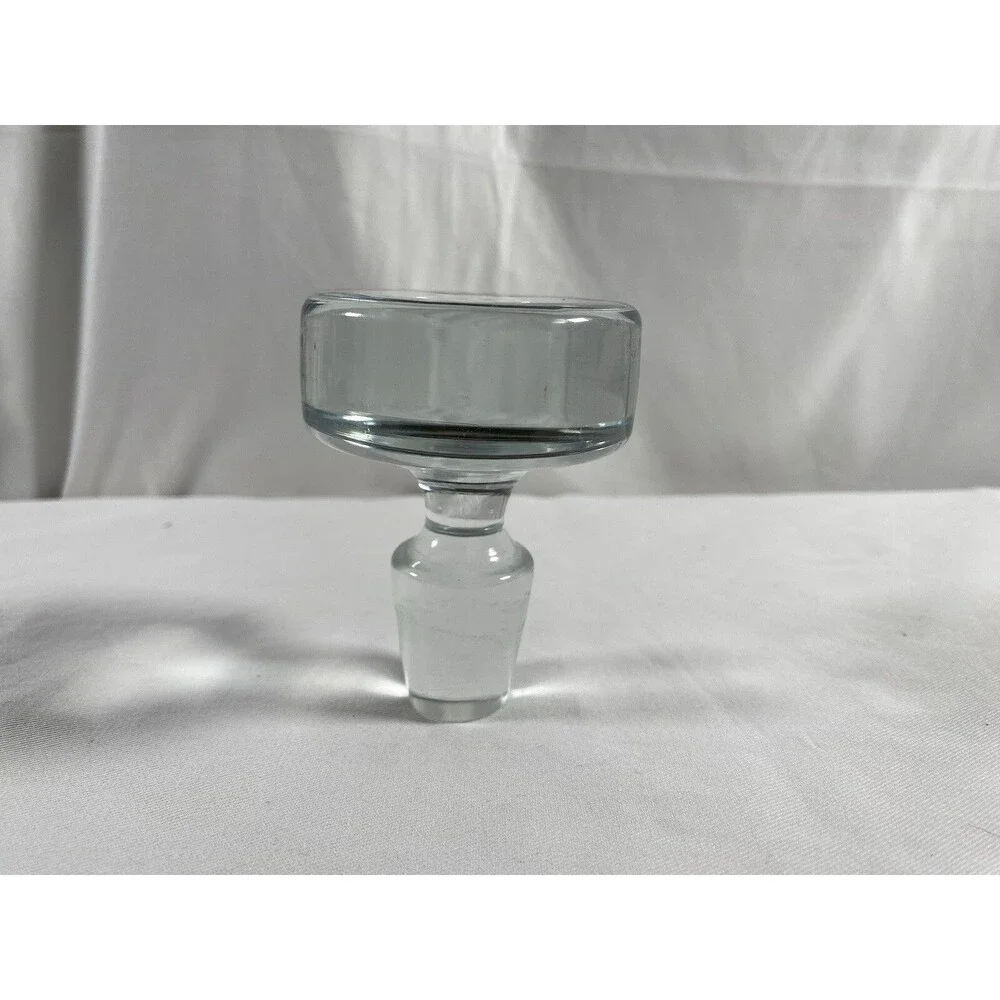 Vintage Large Heavy Clear Glass Round Mushroom Stopper Only #642 READ